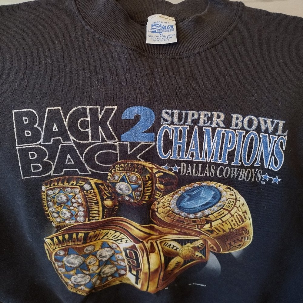 VTG Dallas Cowboys 1994 Sweatshirt Back 2 Back Super Bowl Champs Blue  Sz XL